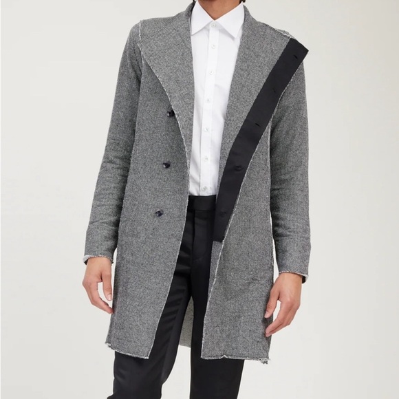 Ron Tomson Asymmetric Rebel Cardigan Jacket in Black & White Melange Size Large - Picture 1 of 11